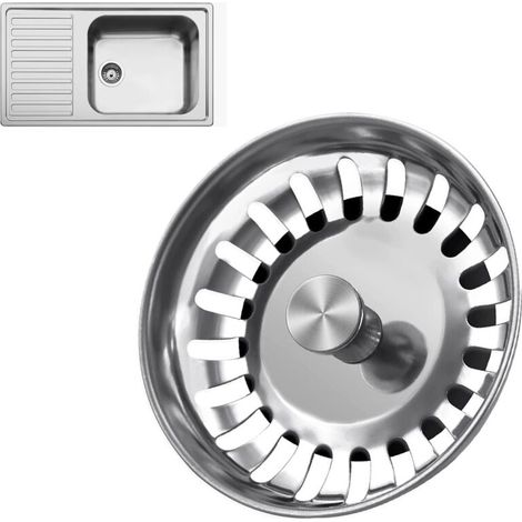 Filtro per lavello da cucina in acciaio inox – Tappo di ricambio per lavello, ideale per raccogliere residui di cibo e capelli, universale per lavelli da 78 mm di diametro (standard britannico). (1/4)