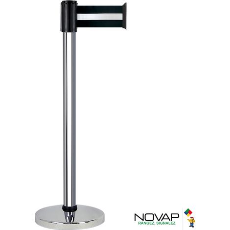 Poteau alu chromé à sangle Noir/Argent 3m x 100mm - 2700054