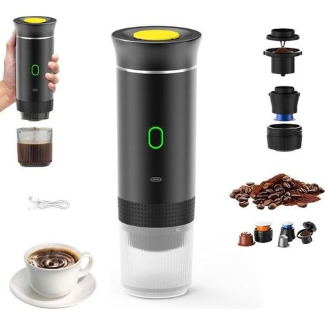 Machine à café à capsules portable, machine à café 3 en 1 12V, auto-chauffante 4-6 minutes, petite capsule, grande capsule, noir (1/5)