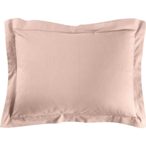 Taie d'oreiller 50 x 70 cm uni 57 fils lina +point bourdon Rose