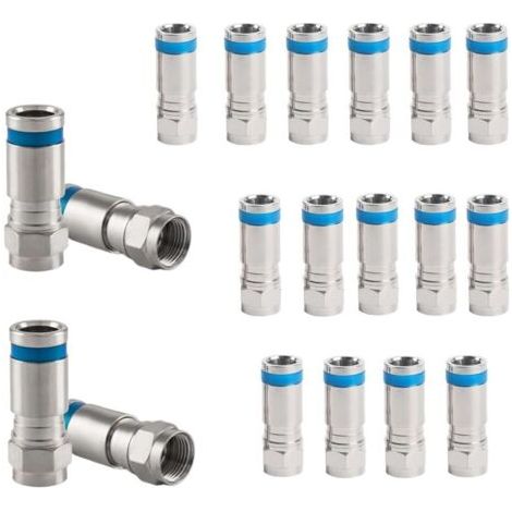 Lot de 20 connecteurs à compression de type F pour câbles satellites RG6, adaptateurs coaxiaux de type F pour satellites, téléviseurs et récepteurs, résistants (1/4)