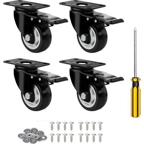 Roulettes Pivotantes 75mm avec Frein Lot de 4 Rotation 360 ° (1/5)