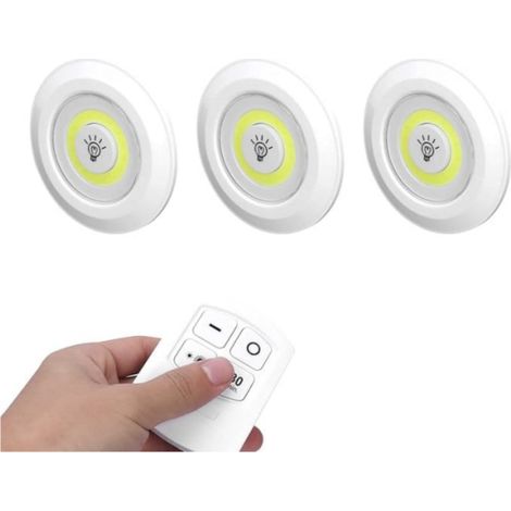 Veilleuse à LED COB, 3pcs Lumières de Chevet à LED avec Télécommande Alimenté par Batterie sans Fil LED Puck Lumière Synchronisation Gradation Lampe de Nuit,Veilleuse (1/5)