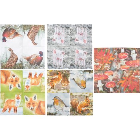 Serviette en papier de soie avec motifs modèles assortis (Lot de 100) (1/4)