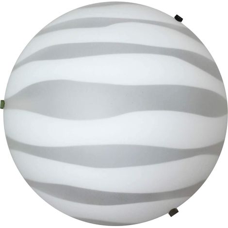 Plafonnier rond 25cm en verre satiné blanc effet zébré