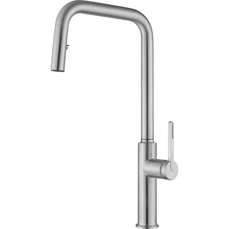 304 Stainless Steel Hot and Cold Concealed Pull-Out Faucet for Household Kitchen Sinks and Dishwashers - Brushed Lotus Design