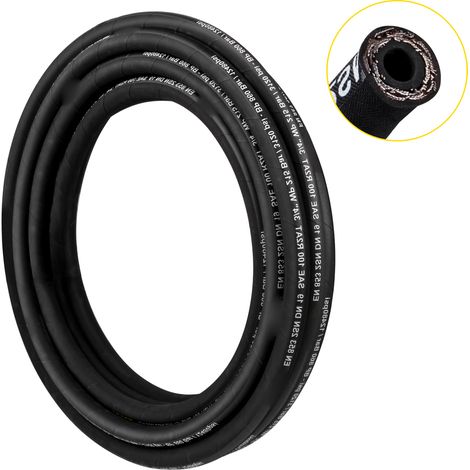 Mophorn Manguera Hidráulica de 15,2 m, Manguera Hidráulica en Espiral 3120 PSI, Manguera Hidráulica de Goma con 2 Trenzas de Alambre de Acero de Alta Resistencia, Manguera Hidráulica -20 ℃ a 140 ℃ (1/5)