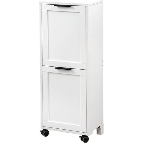 Chariot de cuisine sur roulettes avec 2 poubelles – Dimensions 36x24x94 cm – MDF résistant à l'humidité – Style scandinave – Kesper (1/4)