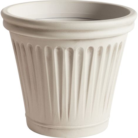 Macetero redondo de poliresina ⌀ 43 cm acabado esmaltado uso interior y exterior beige claro Maize