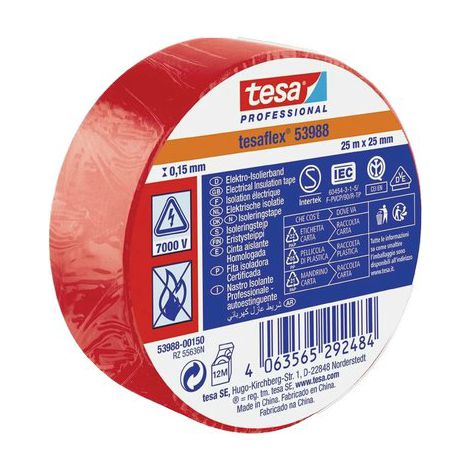 NASTRO PVC ISOLANTE IMQ TESA - ROSSO MM 25 ML 25- 10 pezzi