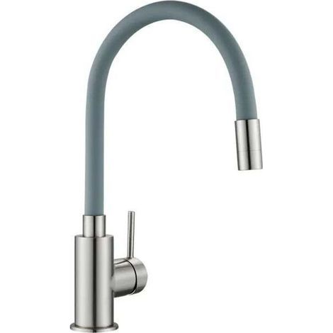 Robinet de cuisine flexible, rotation à 360°, flexible, robinet d'évier eau chaude et froide, diamètre du siège de la vanne 32 mm, gris