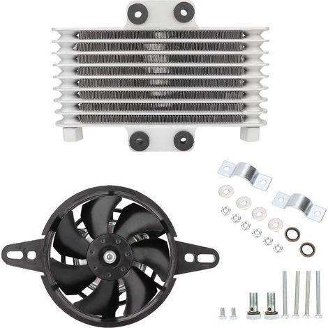 GARRYFIZH Kit de refroidisseur d'huile moteur, ventilateur de refroidissement de fabrication professionnelle, universel, en alliage d'aluminium, compatible avec la plupart des motos (1/5)