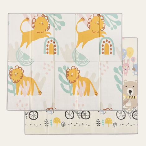 CASABEL Tapis d’Éveil Bébé 180×150 cm, Pliable, Motifs lion