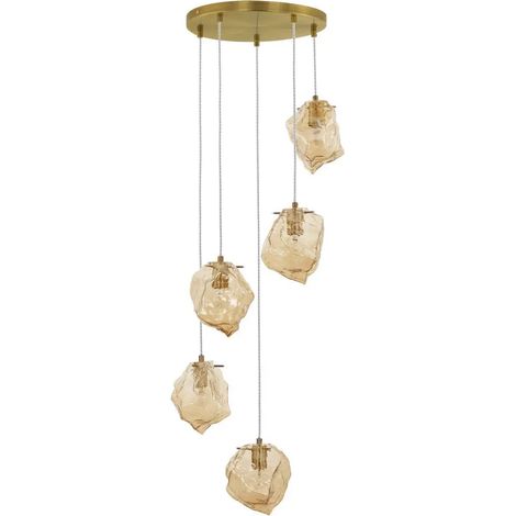 [NEUWERTIG] B-Ware Nova Luce Pendelleuchte Hängeleuchte Odelle E14 Led Gold Dimmbar Glas 5 Flammig