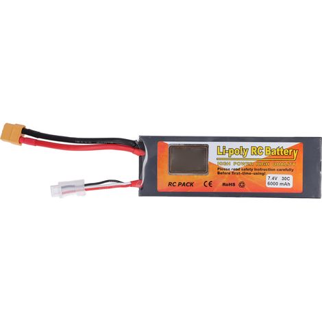 7.4V 6000mAh 30C 2S Batterie LiPo avec Connecteur XT60, Accessoire de Remplacement pour Voiture RC H210 et Quadricoptère (1/5)