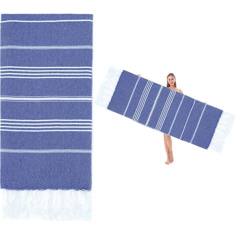 1 serviette de plage turque, 90 x 180 cm, 100 % coton, anti-sable, séchage rapide, polyvalente pour voyage, yoga et pique-nique (1/5)