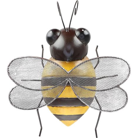 Tooarts Bienen-Wanddekoration aus Eisen, Cartoon-Biene, lustige Dekoration, handgefertigt, abnehmbare Flügel, Garten oder