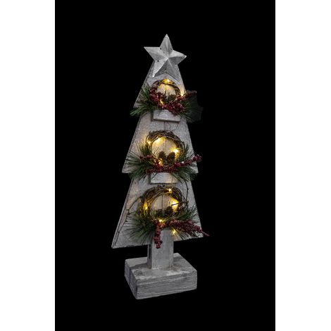 Grey Wooden Tree With Warm White Bulbs 25x10x80H (1/5)