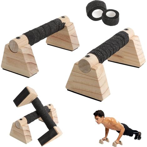 Parallettes Bois Calisthenics Equipment Poignées de Pompe Ergonomiques avec Protège-Poignets Barres Parallèles Antidérapantes pour Entraînement à Domicile et Gym