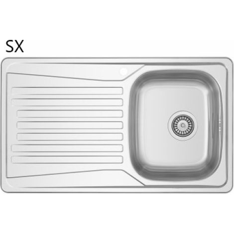 Évier encastrable inox 86x50 cm avec égouttoir à gauche (1/2)