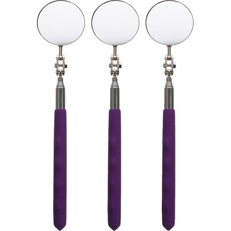 Ensemble de 3 miroirs d'inspection extensibles - Miroir télescopique de 14,2 cm à 61 cm avec tête pivotante à 360° et poignée rembourrée - Outil d'inspection pour la (1/5)