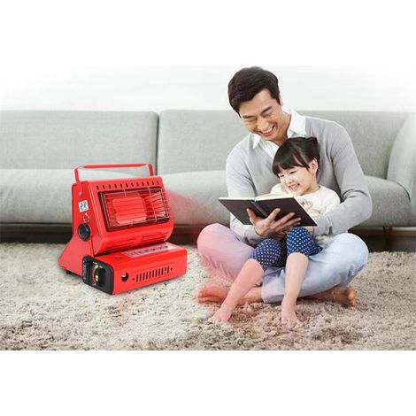 Chauffage Gaz Portable Poêle Radiant à Gaz Liquide pour Camping Design Multi-fonction Noir/Rouge 25x25x20cm, puissance 1.3KW pour cuisine rapide (1/5)