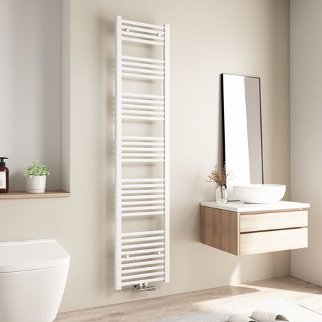 Radiateur de salle de bains Heilmetz 180x40cm Blanc Sèche-serviette eau chaude Raccord Central 618W