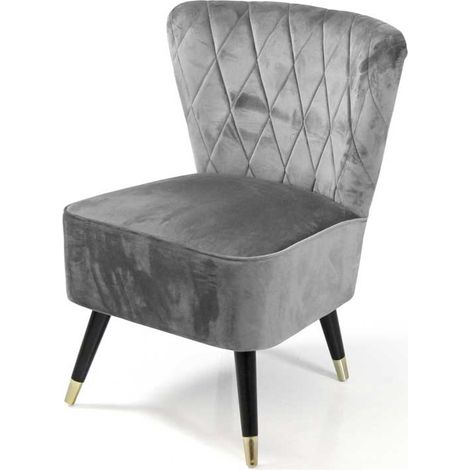 POLTRONA IN VELLUTO CON GAMBE NERE 63,5 X 66 X 84 CM CM COLORE GRIGIO