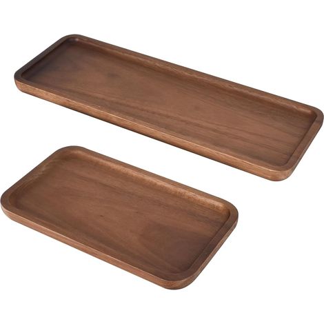 2 Plateaux Bois Naturel, Rectangulaire Résistant Humidité, Snack Fromage Petit-Déjeuner Maison Fête (1/5)