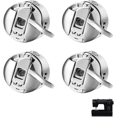 Boîtier de canette en acier inoxydable 4 pièces pour machines à coudre, boîtier de canette universel en métal à chargement frontal, classe 15, accessoire de rechange (1/4)