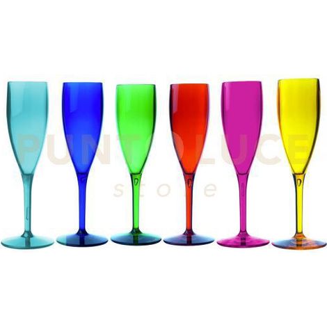 TUMBLER BICCHIERI FLUTE SET 6 PEZZI MULTICOLOR
