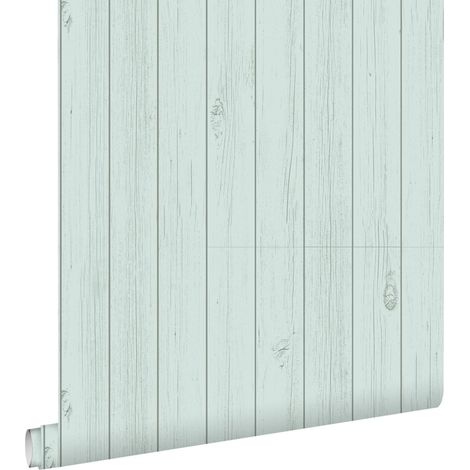 papier peint imitation bois vert menthe pastel clair grisé - ESTAhome (1/5)