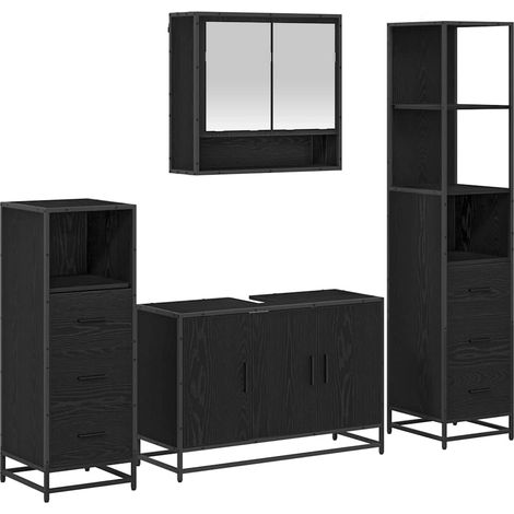 Maison Exclusive - Badezimmermöbel-Set 4 pcs Schwarz Eichen-Optik
