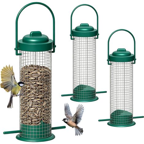 Lot de 3 porte-boules de graisse, distributeur de nourriture pour oiseaux, 24 cm, pour jardin, balcon (1/5)