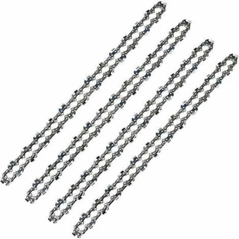 Chaîne de tronçonneuse 52 Maillons, Pas de 3/8" LP, Jauge 050" (1,3mm) Faible Rebond (Low-Kickback), Lot de 4 Chaînes de Tronçonneuse 52 Entraineurs pour Guide-Chaîne de 14" (35 cm)-LA (1/4)