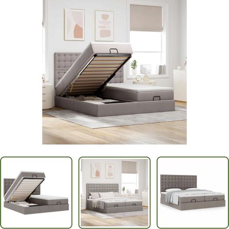 vidaXL Taschenfederkern - Ottoman-Bett mit Matratzen Taupe 180x200 cm Stoff (1/5)