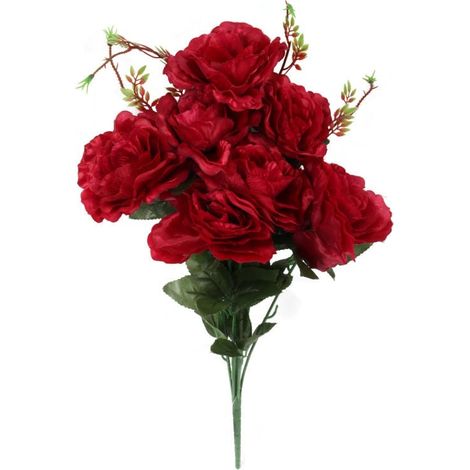 Ramo de 7 rosas artificiales color burdeos de 70 cm. (1/3)
