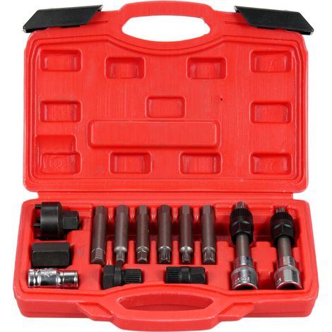 Kit d'outils de poulie d'alternateur 13 pièces, extracteur de poulie de roue libre d'alternateur, ensemble d'outils automatiques de moteur, kit d'outils d'insertion de douilles avec étui de rangement (1/5)