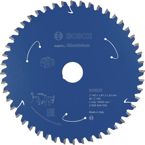 Bosch Kreissägeblatt Expert for Aluminium für Akku-Handkreissägen 140 x 1,8 / 1,3 x 20 48 Zähne - 2608644536
