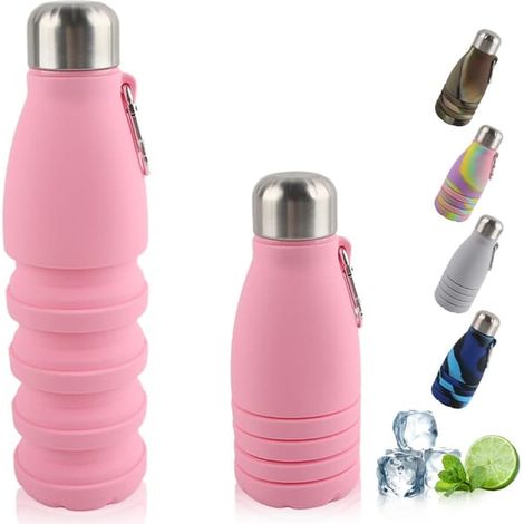 Gourde pliable en silicone de 550 ml, étanche et portable, idéale pour le camping et les activités sportives en plein air. (1/5)