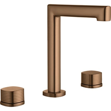 Lavabo bimando sobrencimera caño bajo Firenze oro rosa cepillado [ IMEX® ] (1/2)