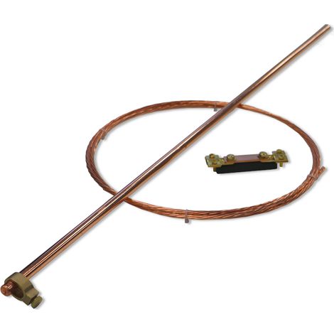 Bis-Electric – Piquet de terre 3m avec cosse et barrette – Câblette de terre 25mm² – Pour mise à la terre en chantiers humides