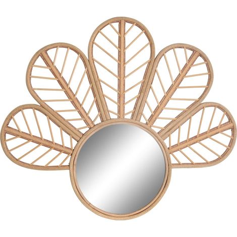 Miroir floral en rotin brun pour une déco chic - Brun naturel (1/3)