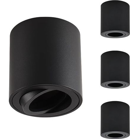 Ceiling Spots GU10 Adjustable Black 230 V Frame with GU10 Socket LED Flat Aluminium Round Downlight Ceiling Light for Bathrooms and Living Rooms (1/5)
