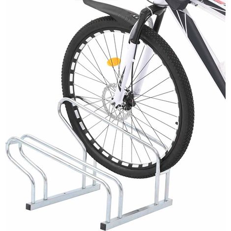 vidaXL Soporte para 2 bicicletas suelo independiente acero galvanizado (1/2)