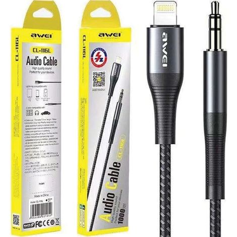Adaptador Awei CL-116L Lightning/Jack 3.5 gris/gris oscuro (1/2)