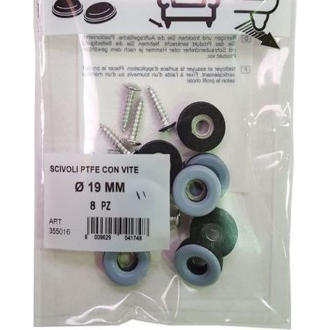 Scivoli ptfe tondi con vite 19mm pezzi 8 - masidef (1/2)