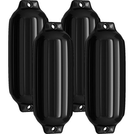 Set di 4 parabordi resistenti ai raggi UV 40 x 11,5 cm protezione ottimale design classico PVC nero 200019480