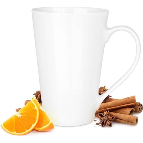 Lot de 6 tasses à café ou à thé en céramique 0,5 l Passe au lave-vaisselle Blanc 6 x 500 ml (1/5)