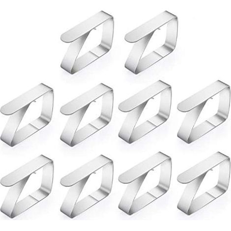 Lot de 10 pinces à nappes inox, accroche nappes gourmandes, pinces à nappes, pinces à nappes (1,5 mm) inox (dimensions : 6,5 x 1,5 x 5 cm) (1/5)